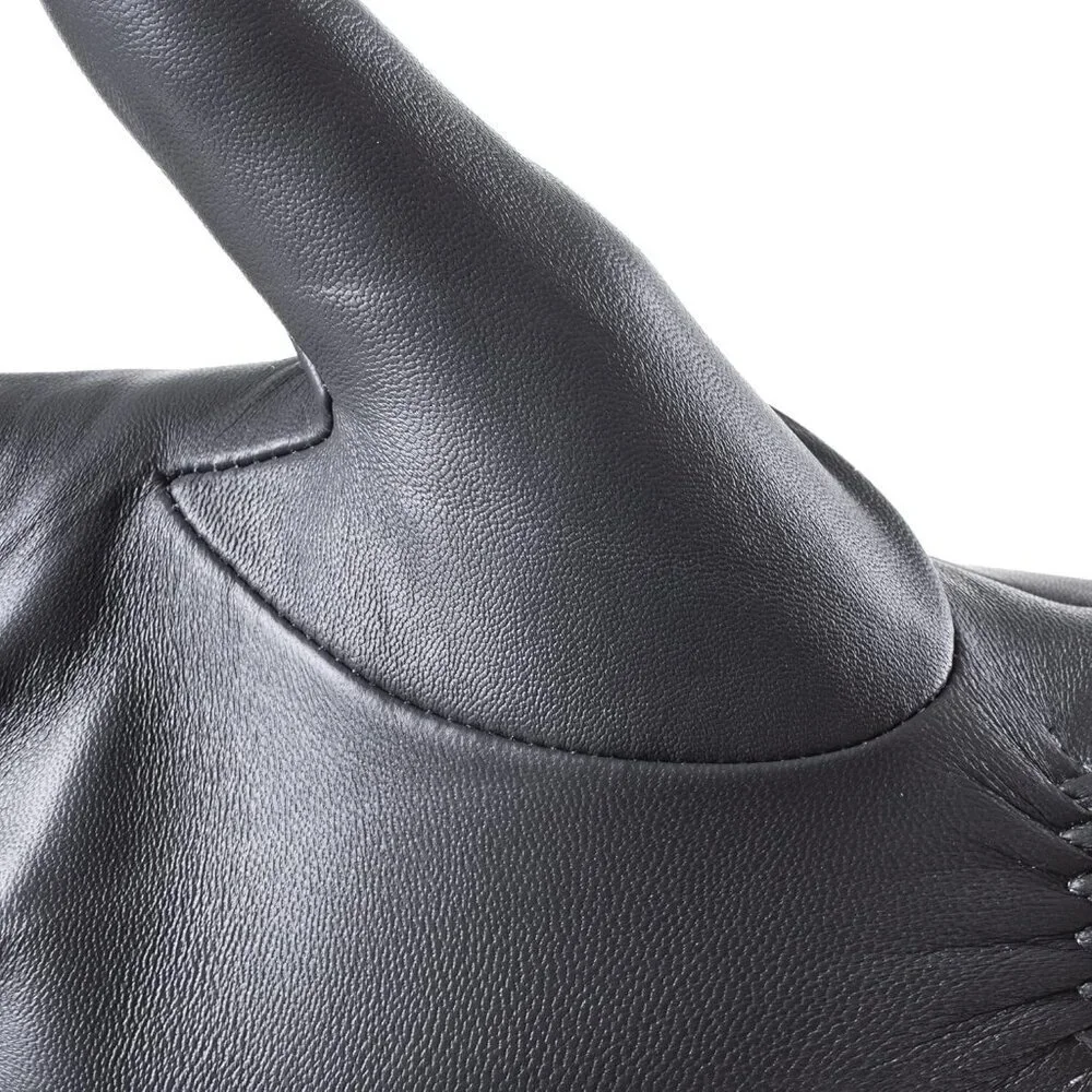 Women's Genuine Sheepskin Leather Gloves Winter Warm  Driving Dress Gloves Grey
